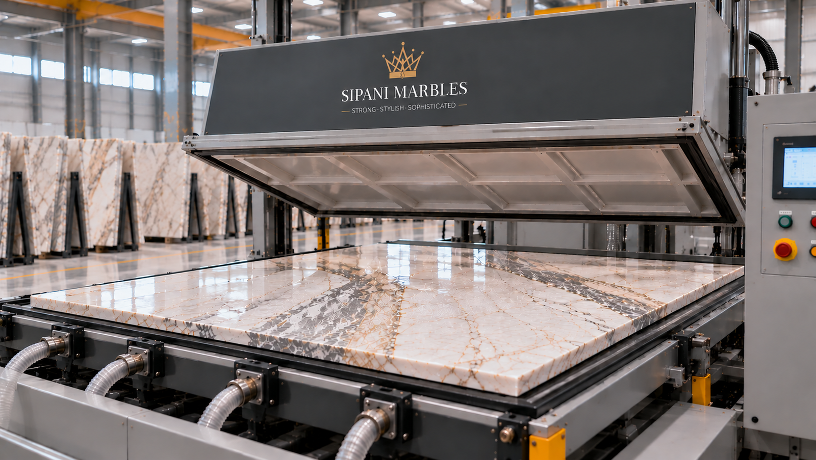 Vacuum processing of marble slab